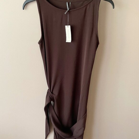 NWT By Anthropologie Short-Sleeve Belted Sash Mini Dress in Dark Brown XS & XL - Picture 6 of 10